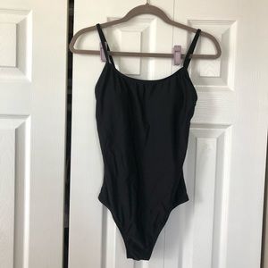 Black One Piece Swimsuit with Sown Padding Size M